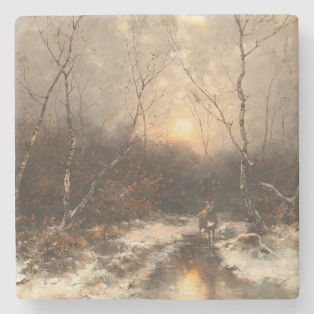 Porta-copo De Pedra Deer in a Forest - Désiré Thomassin (Frente)