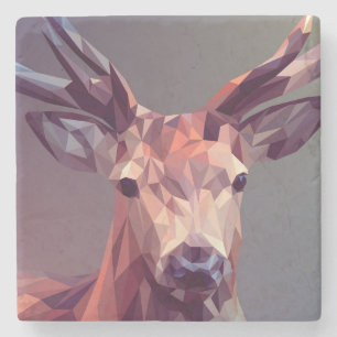 Porta-copo De Pedra Deer Polygons Art Design Graphic Animal Stag Postc