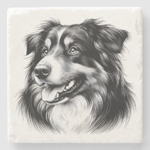 Porta-copo De Pedra Desenho de Australian Shepherd