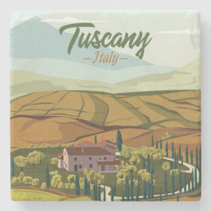 Porta-copo De Pedra Desenho De Mão Da Toscana Itália Paisagem Esquema