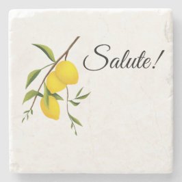 Porta-copo De Pedra Desenho de ramo de limão com Salute!