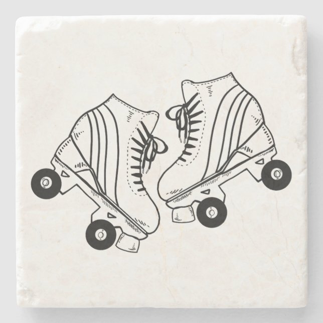 Porta-copo De Pedra Desenho De Skates Mínimos Pretos E Brancos (Frente)