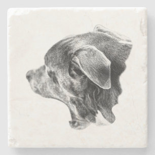 Porta-copo De Pedra Desenho de um Pup Sonolento