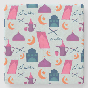 Porta-copo De Pedra Desenho Islâmico Festivo do Ramadão