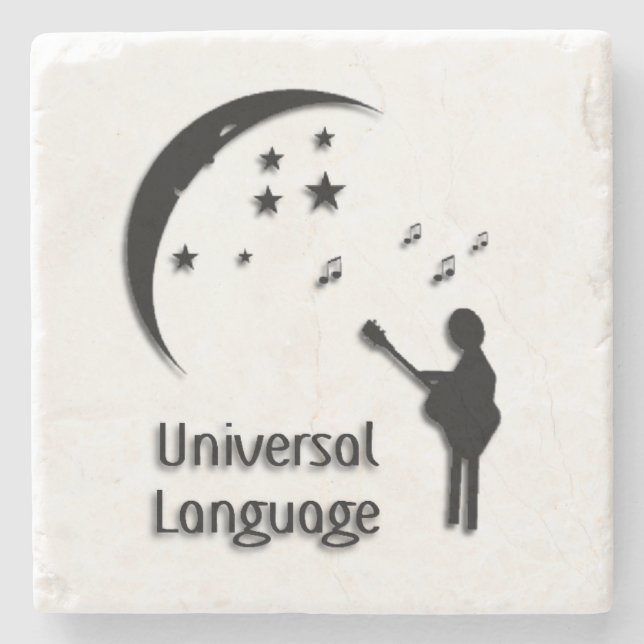 Porta-copo De Pedra Desenho Musical de Linguagem Universal (Frente)