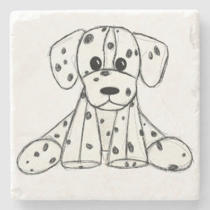 Porta-copo De Pedra Desenho simples de um cão dalmata de pelúcia em pr