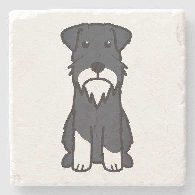 Porta-copo De Pedra Desenhos animados do cão do Schnauzer diminuto (Frente)