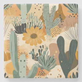 Porta-copo De Pedra Deserto Boêmiano Cactus e Padrão Floral