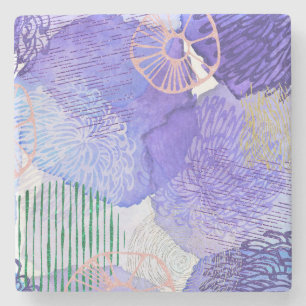 Porta-copo De Pedra Design Abstrato Roxo