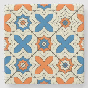 Porta-copo De Pedra Design de aranha Abstrato azul e laranja