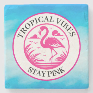 Porta-copo De Pedra Design de Círculo de Verão Flamingo Rosa-68730
