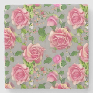 Porta-copo De Pedra Design de Rosa do Jardim Nacional Elegante francês