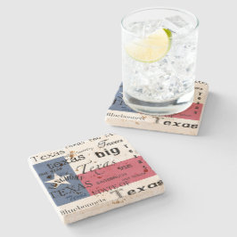 Porta-copo De Pedra Design de texto do Texas com Texas Flag