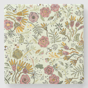 Porta-copo De Pedra design floral da flor do teste padrão da abelha d