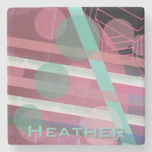Porta-copo De Pedra Design personalizado/rosa e turquesa/abstrato