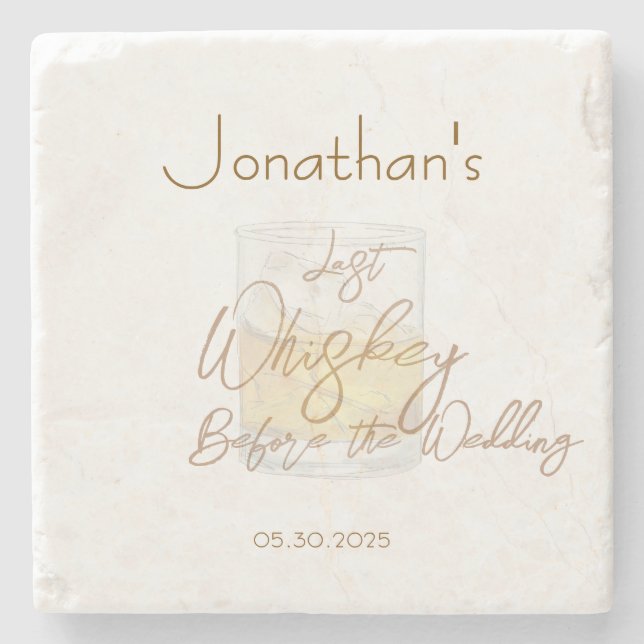 Porta-copo De Pedra Despedida de Solteiro com Whisky (Frente)
