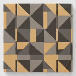 Porta-copo De Pedra Dessous-de-Verre Carré en Grès Noir, Gris et Or