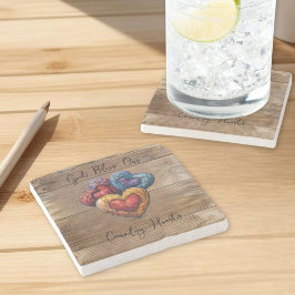 Porta-copo De Pedra Deus abençoe Nosso País Corta Design de Madeira Rú