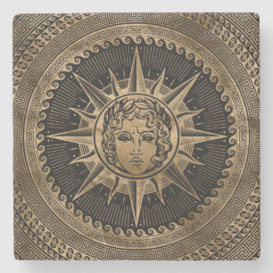 Porta-copo De Pedra Deus dourado de Apollo Sun no ornamento chave