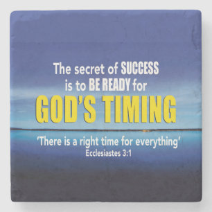 Porta-copo De Pedra DEUS TIMING Success Christian Inspirational