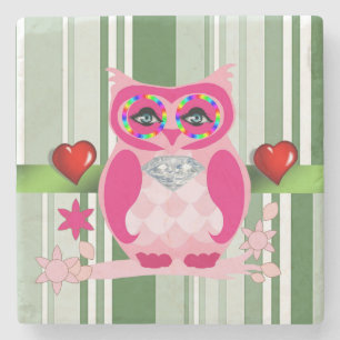 Porta-copo De Pedra Dia de as mães Marble Stone Porta copos Owl