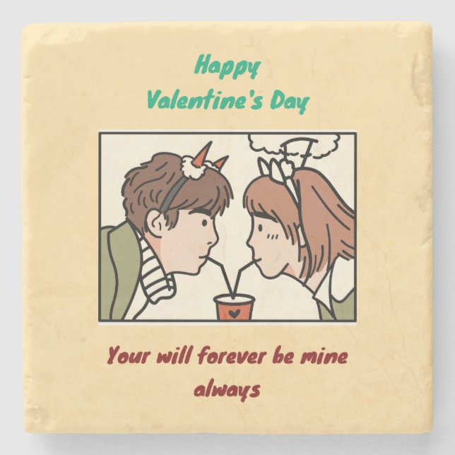 Porta-copo De Pedra Dia de os namorados (Frente)