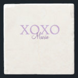 Porta-copo De Pedra Dia de os namorados Xoxo adicione nome pastel roxo<br><div class="desc">design</div>