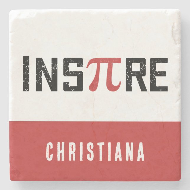 Porta-copo De Pedra Dia de Pi InsPire Personalizado | Presente feliz p (Frente)