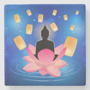 Porta-copo De Pedra Dia de Vesak Buda no Lanterna de Lótus Vaisakha