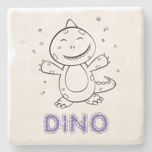 Porta-copo De Pedra Dinossauro - Animais de Arte Desenhados em Preto e