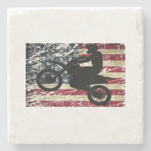 Porta-copo De Pedra Dirt Bike USA Flag T-Shirt Motocross American Flag