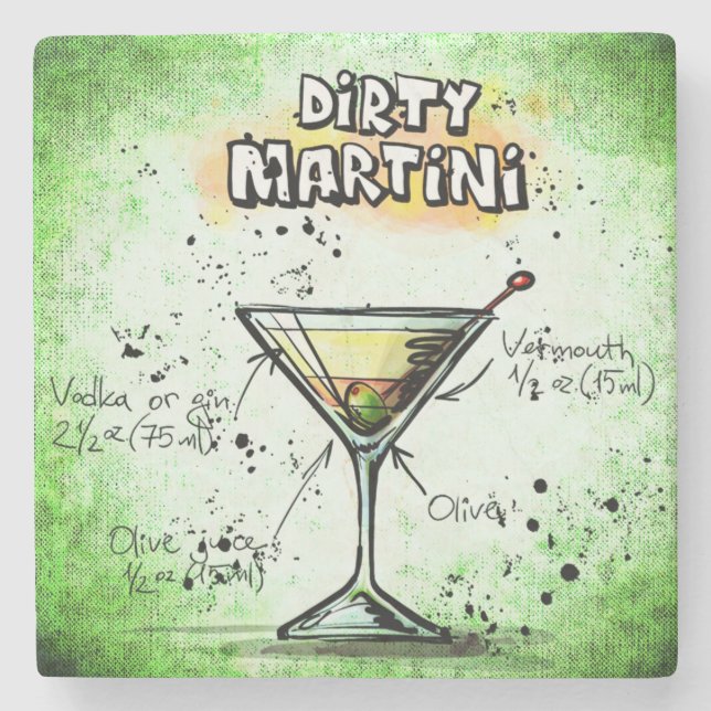 Porta-copo De Pedra Dirty Martini Beber Receita (Frente)