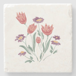 Porta-copo De Pedra Disposição Floral Delicada do Buquê de Flor