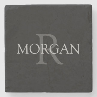 Porta-copo De Pedra DIY Monograma & Name, Trendy Black com texto de Ci