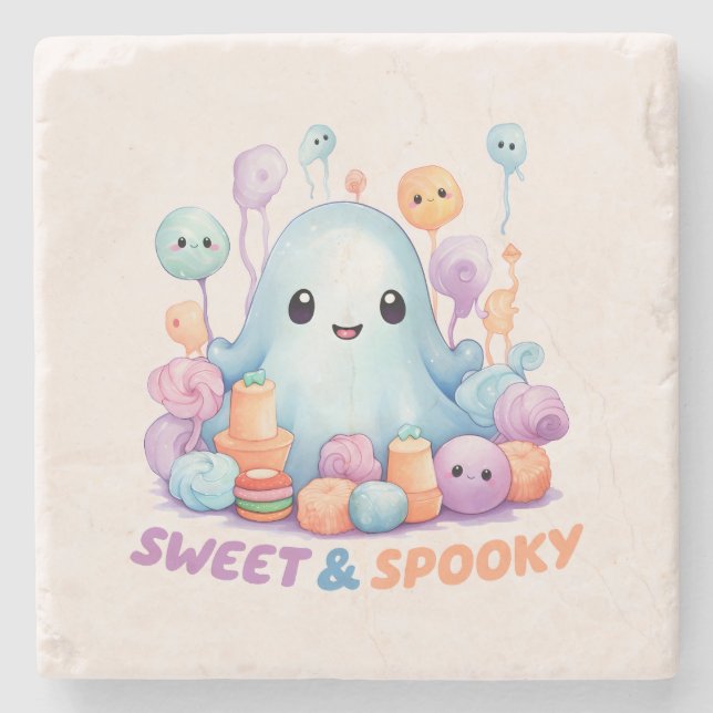 Porta-copo De Pedra Doce e Spooky (Frente)