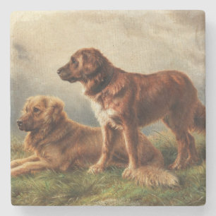 Porta-copo De Pedra Dois Cães Vigiantes