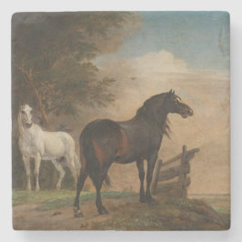 Porta-copo De Pedra Dois Cavalos num Prado Perto de um Portão (Paulus 