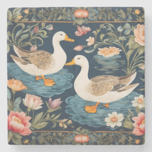 Porta-copo De Pedra Dois Patos Elegantes William Morris Inspirado