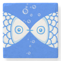 Dois Peixes de peixe Padrão de Abstrato branco azu