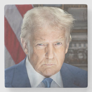 Porta-copo De Pedra Donald Trump 2025 Presidente Americano Portrait