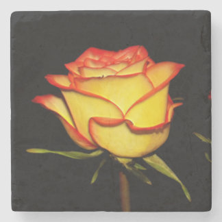 Porta-copo De Pedra Double Red and Yellow Rose Bloom