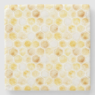 Porta-copo De Pedra Dourado amarelo alveolado