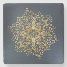 Porta-copo De Pedra Dourado Mandala