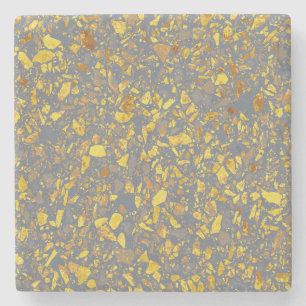 Porta-copo De Pedra Dourado padrão Terrazzo