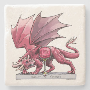Porta-copo De Pedra Dragão Birthstone de Janeiro - Garnet