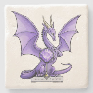 Porta-copo De Pedra Dragão de fevereiro Birthstone - ametista