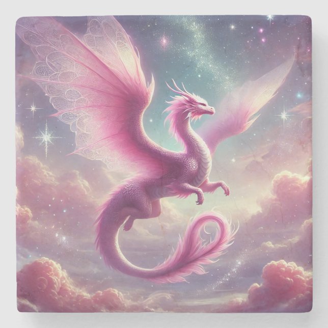 Porta-copo De Pedra Dragão Rosa (Frente)