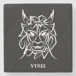 Porta-copo De Pedra Dragão Tribal Negro e Branco