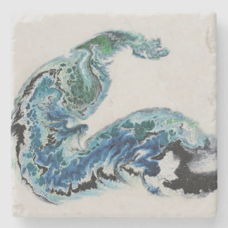 Porta-copo De Pedra “Dragon in the Waves – Abstract Ocean Energy Stone