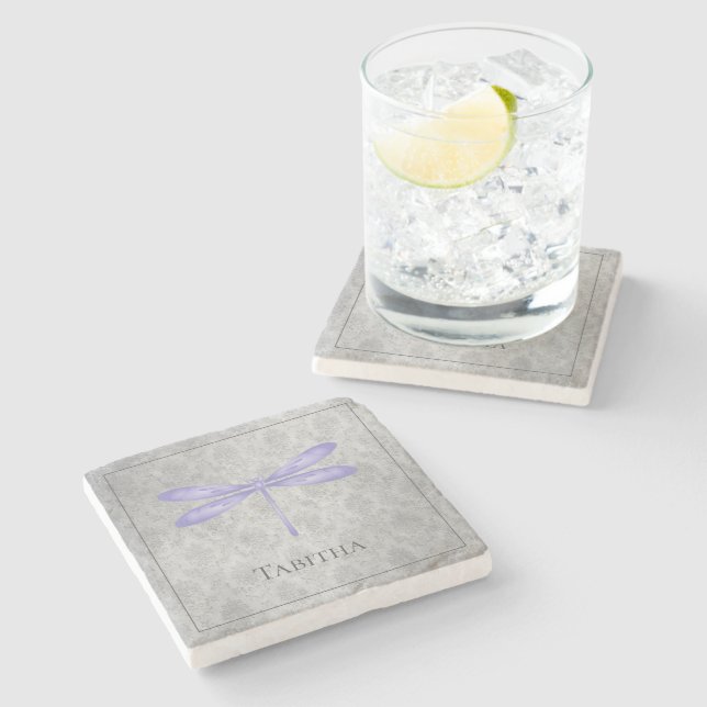 Porta-copo De Pedra Dragonfly Damask (Lateral)